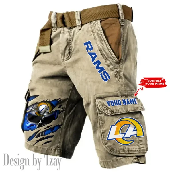 Los Angeles Rams Pocket Print Cargo Shorts (Belt Not Included) trending 2025 S9MCS353 - Image 5