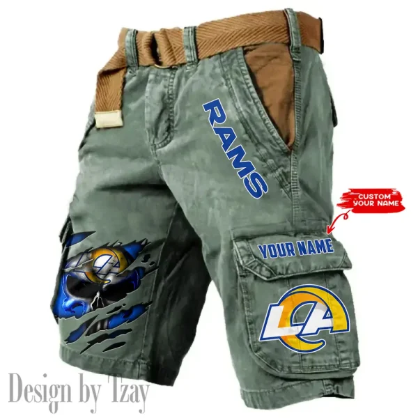 Los Angeles Rams Pocket Print Cargo Shorts (Belt Not Included) trending 2025 S9MCS353 - Image 6