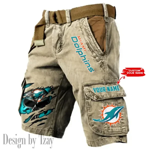 Miami Dolphins Pocket Print Cargo Shorts (Belt Not Included) trending 2025 S9MCS354 - Image 5