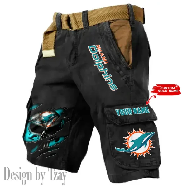 Miami Dolphins Pocket Print Cargo Shorts (Belt Not Included) trending 2025 S9MCS354 - Image 6