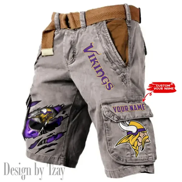 Minnesota Vikings Pocket Print Cargo Shorts (Belt Not Included) trending 2025 S9MCS355 - Image 2