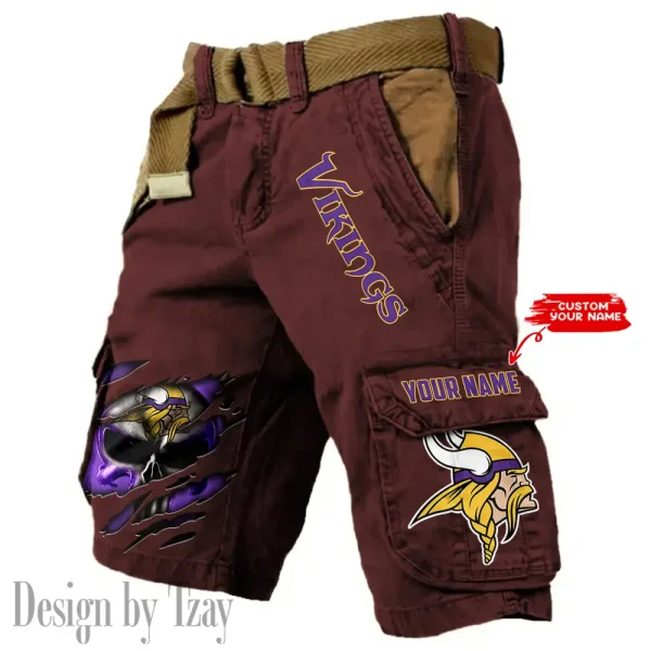 Minnesota Vikings Pocket Print Cargo Shorts (Belt Not Included) trending 2025 S9MCS355 - Image 4