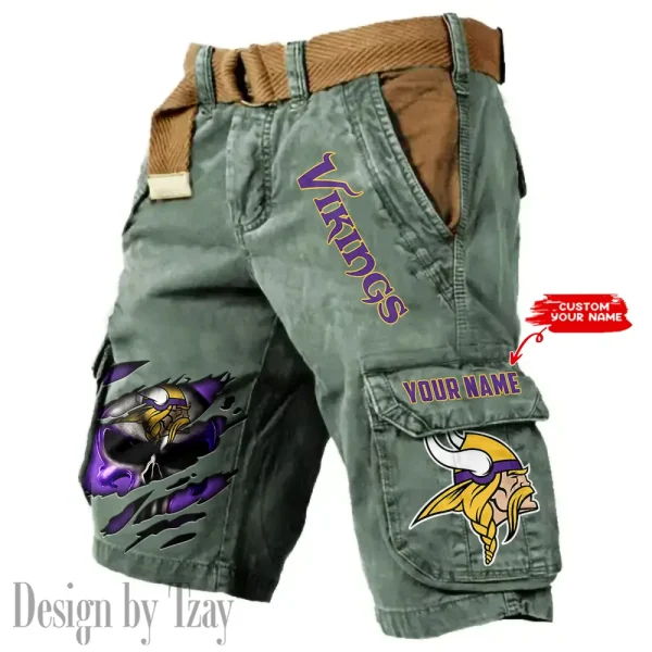 Minnesota Vikings Pocket Print Cargo Shorts (Belt Not Included) trending 2025 S9MCS355 - Image 5