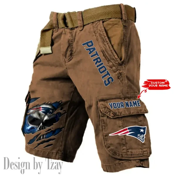 New England Patriots Pocket Print Cargo Shorts (Belt Not Included) trending 2025 S9MCS356 - Image 6