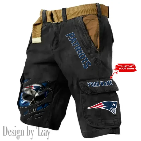 New England Patriots Pocket Print Cargo Shorts (Belt Not Included) trending 2025 S9MCS356 - Image 2