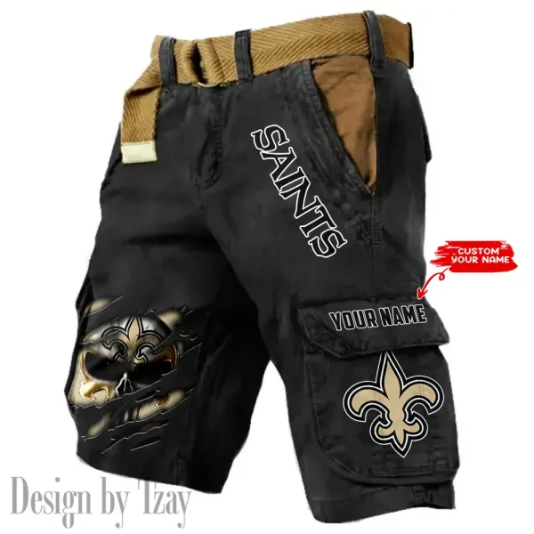 New Orleans Saints Pocket Print Cargo Shorts (Belt Not Included) trending 2025 S9MCS357 - Image 2