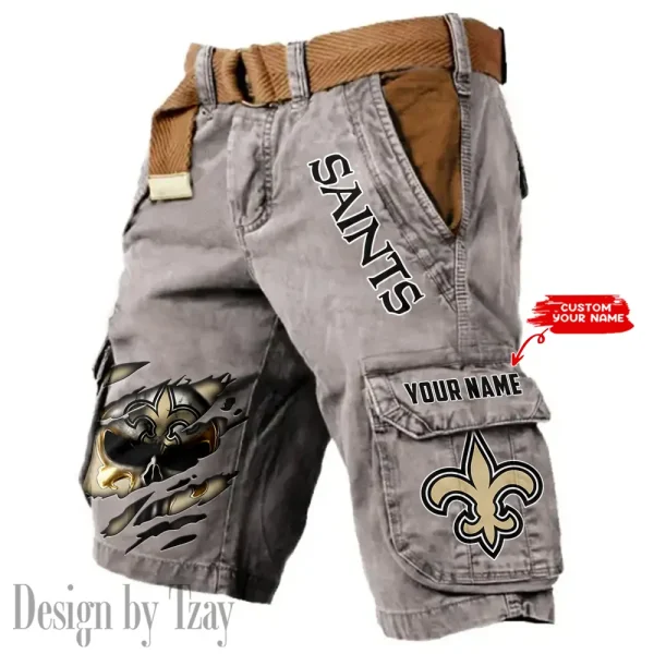 New Orleans Saints Pocket Print Cargo Shorts (Belt Not Included) trending 2025 S9MCS357 - Image 3