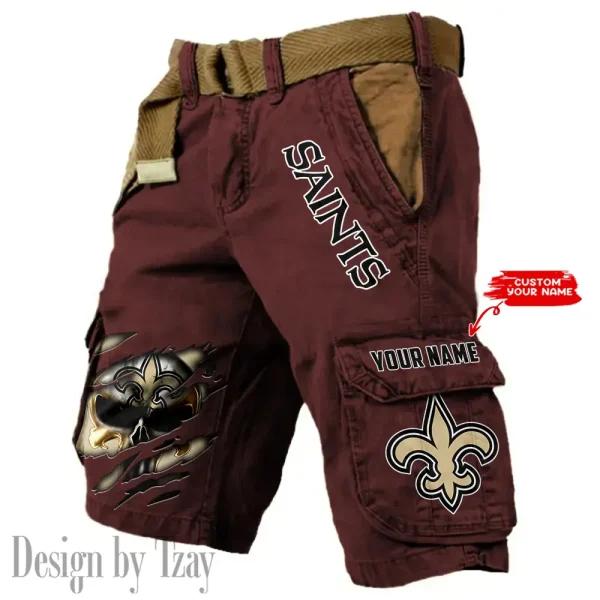 New Orleans Saints Pocket Print Cargo Shorts (Belt Not Included) trending 2025 S9MCS357 - Image 4