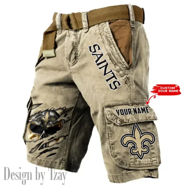 New Orleans Saints Pocket Print Cargo Shorts (Belt Not Included) trending 2025 S9MCS357 - Image 5