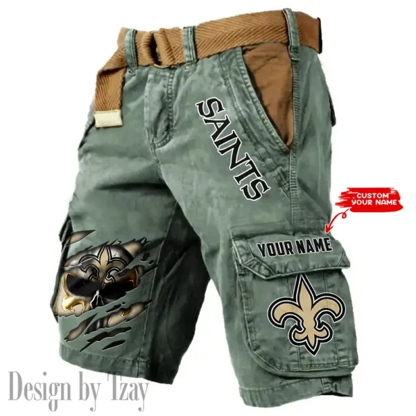 New Orleans Saints Pocket Print Cargo Shorts (Belt Not Included) trending 2025 S9MCS357 - Image 6