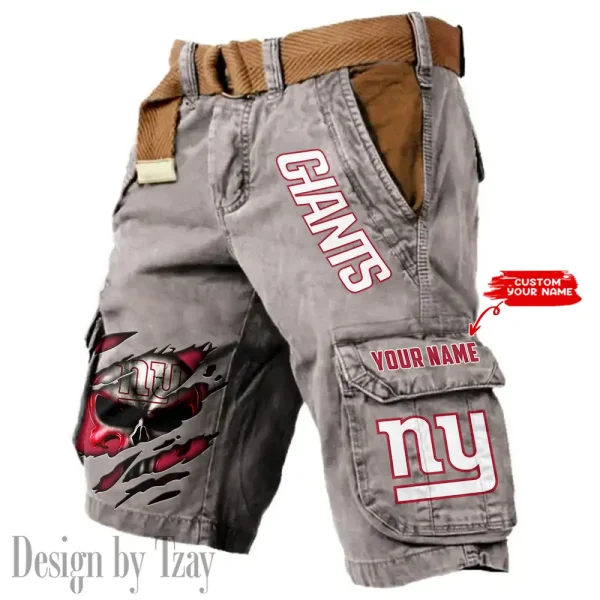New York Giants Pocket Print Cargo Shorts (Belt Not Included) trending 2025 S9MCS358