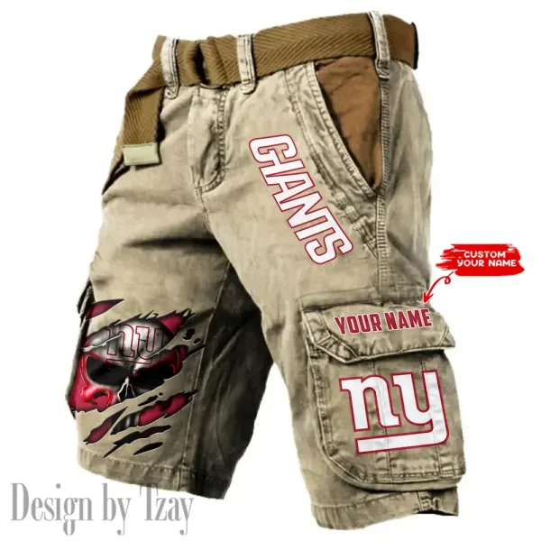 New York Giants Pocket Print Cargo Shorts (Belt Not Included) trending 2025 S9MCS358 - Image 3