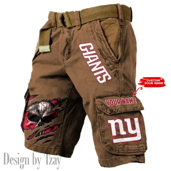 New York Giants Pocket Print Cargo Shorts (Belt Not Included) trending 2025 S9MCS358 - Image 4
