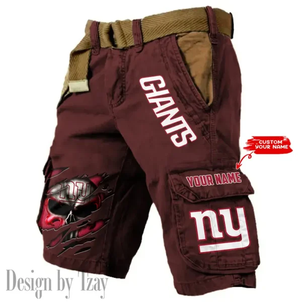 New York Giants Pocket Print Cargo Shorts (Belt Not Included) trending 2025 S9MCS358 - Image 5
