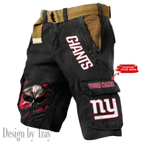 New York Giants Pocket Print Cargo Shorts (Belt Not Included) trending 2025 S9MCS358 - Image 6