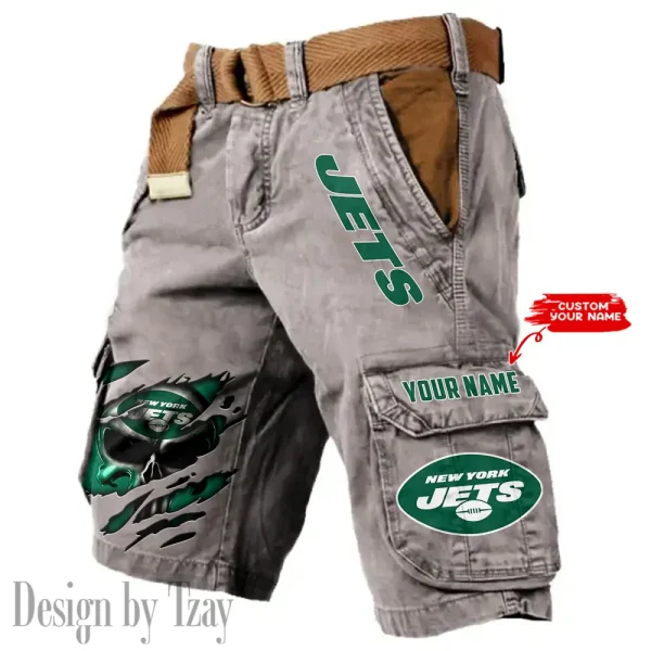 New York Jets Pocket Print Cargo Shorts (Belt Not Included) trending 2025 S9MCS359 - Image 2