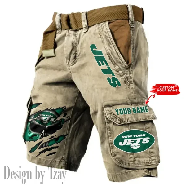 New York Jets Pocket Print Cargo Shorts (Belt Not Included) trending 2025 S9MCS359