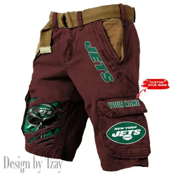New York Jets Pocket Print Cargo Shorts (Belt Not Included) trending 2025 S9MCS359 - Image 3