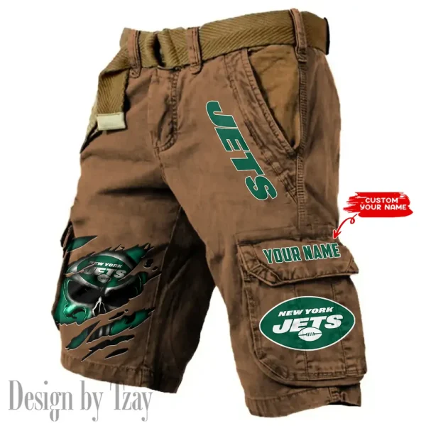 New York Jets Pocket Print Cargo Shorts (Belt Not Included) trending 2025 S9MCS359 - Image 5