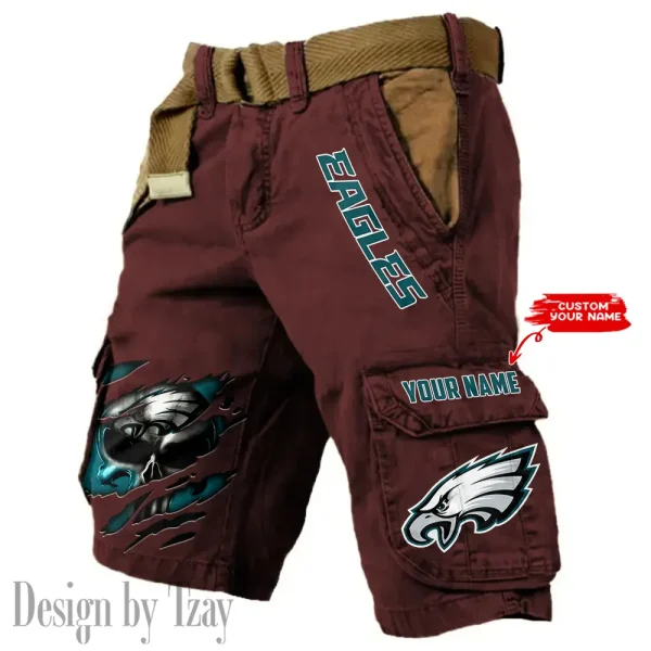 Philadelphia Eagles Pocket Print Cargo Shorts (Belt Not Included) trending 2025 S9MCS360 - Image 3