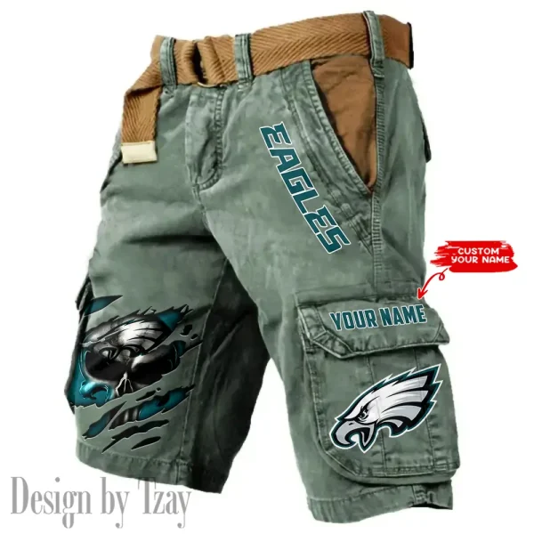 Philadelphia Eagles Pocket Print Cargo Shorts (Belt Not Included) trending 2025 S9MCS360 - Image 4