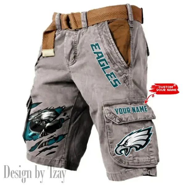 Philadelphia Eagles Pocket Print Cargo Shorts (Belt Not Included) trending 2025 S9MCS360 - Image 5