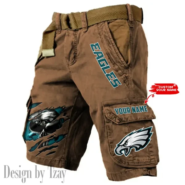 Philadelphia Eagles Pocket Print Cargo Shorts (Belt Not Included) trending 2025 S9MCS360