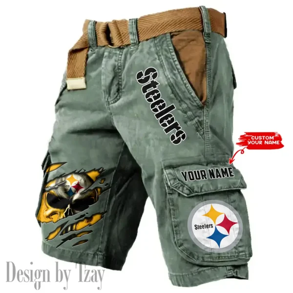 Pittsburgh Steelers Pocket Print Cargo Shorts (Belt Not Included) trending 2025 S9MCS361 - Image 2