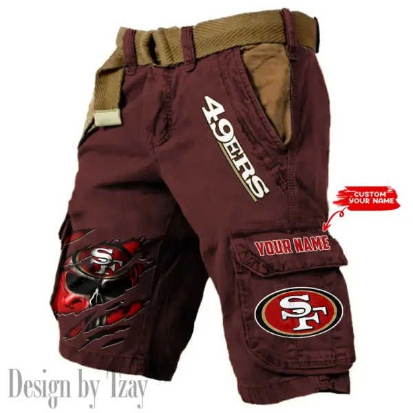 San Francisco 49ers Pocket Print Cargo Shorts (Belt Not Included) trending 2025 S9MCS362