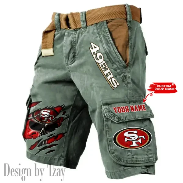 San Francisco 49ers Pocket Print Cargo Shorts (Belt Not Included) trending 2025 S9MCS362 - Image 2