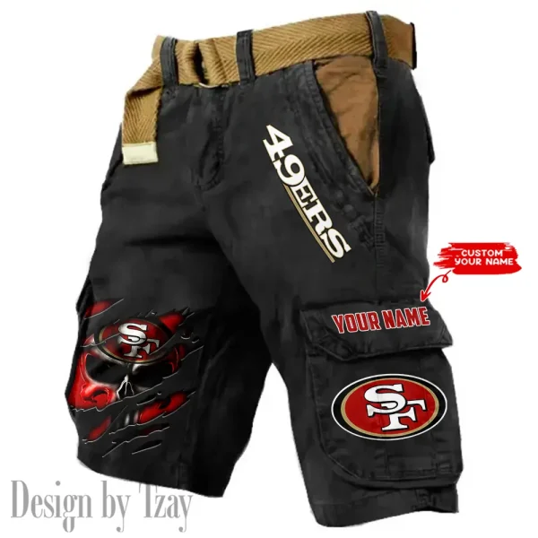 San Francisco 49ers Pocket Print Cargo Shorts (Belt Not Included) trending 2025 S9MCS362 - Image 3
