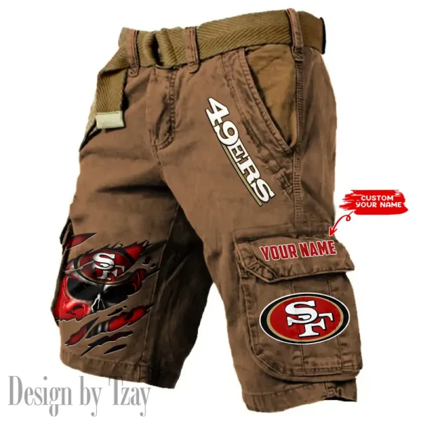 San Francisco 49ers Pocket Print Cargo Shorts (Belt Not Included) trending 2025 S9MCS362 - Image 4