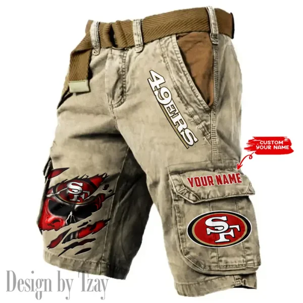 San Francisco 49ers Pocket Print Cargo Shorts (Belt Not Included) trending 2025 S9MCS362 - Image 5