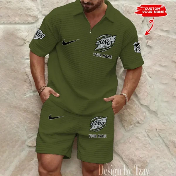 Los Angeles Kings Men’s Waffle Pattern Half Zipper Shirt And Short BSPTWHZSS046