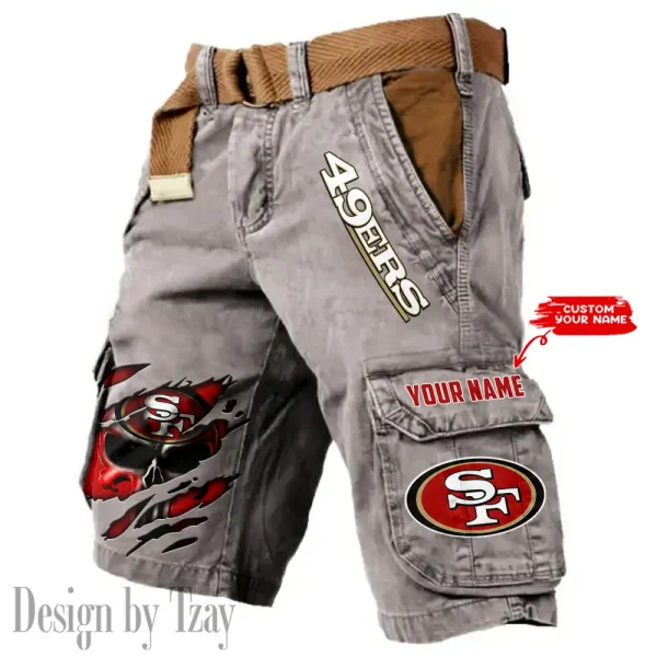 San Francisco 49ers Pocket Print Cargo Shorts (Belt Not Included) trending 2025 S9MCS362 - Image 6