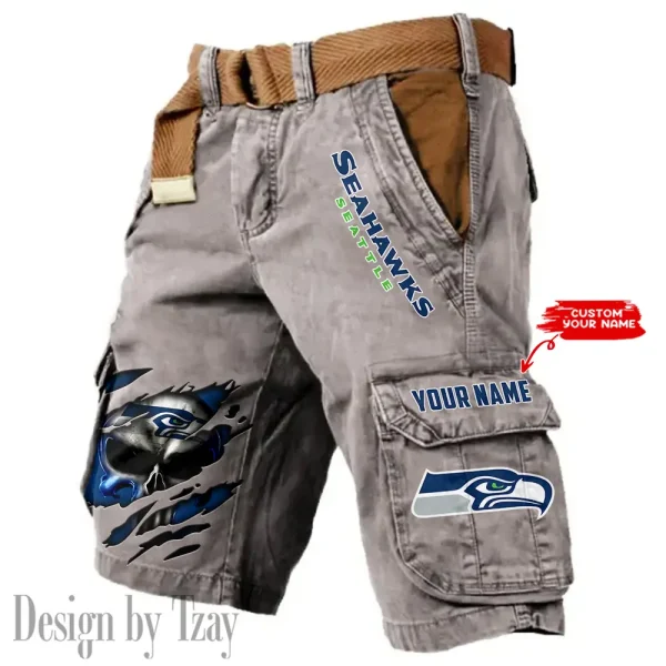 Seattle Seahawks Pocket Print Cargo Shorts (Belt Not Included) trending 2025 S9MCS363 - Image 2