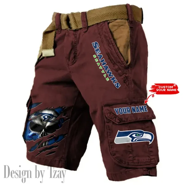 Seattle Seahawks Pocket Print Cargo Shorts (Belt Not Included) trending 2025 S9MCS363 - Image 3