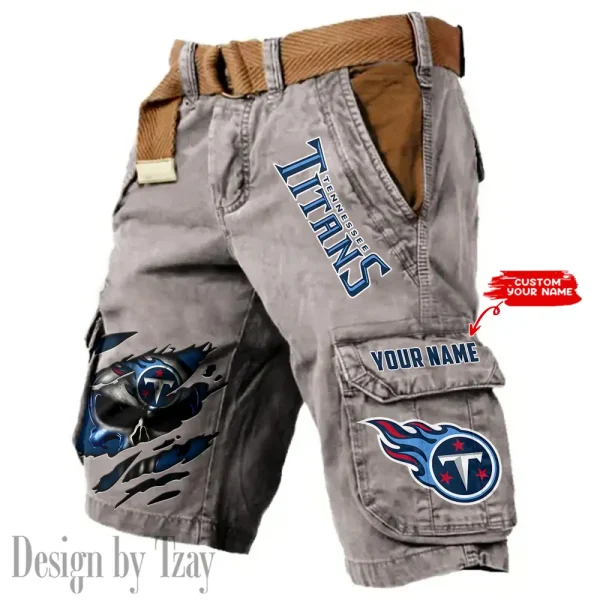 Tennessee Titans Pocket Print Cargo Shorts (Belt Not Included) trending 2025 S9MCS365