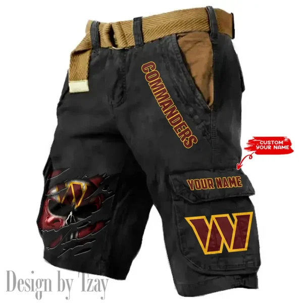 Washington Commanders Pocket Print Cargo Shorts (Belt Not Included) trending 2025 S9MCS366 - Image 2