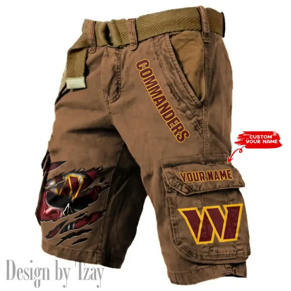 Washington Commanders Pocket Print Cargo Shorts (Belt Not Included) trending 2025 S9MCS366
