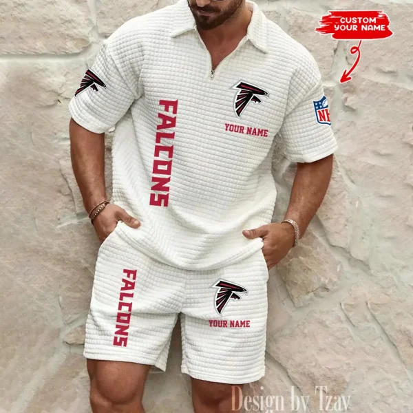 Atlanta Falcons Men’s Waffle Pattern Half Zipper Shirt And Short BSPTWHZSS067