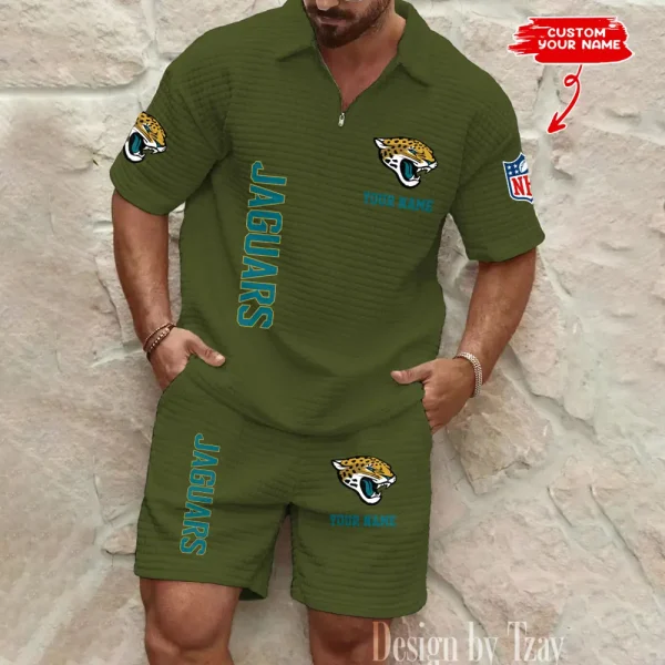 Jacksonville Jaguars Men’s Waffle Pattern Half Zipper Shirt And Short BSPTWHZSS080