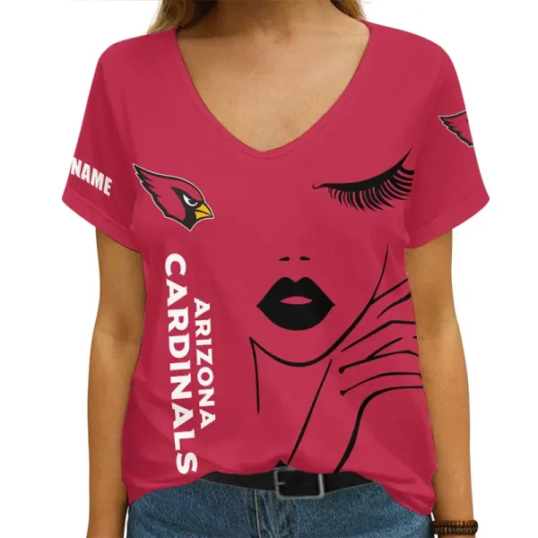 Arizona Cardinals Girl Clothes Summer V-neck Short-sleeved Tees New 2025 AGCWTS1032