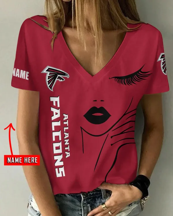 Atlanta Falcons Girl Clothes Summer V-neck Short-sleeved Tees New 2025 AGCWTS1034