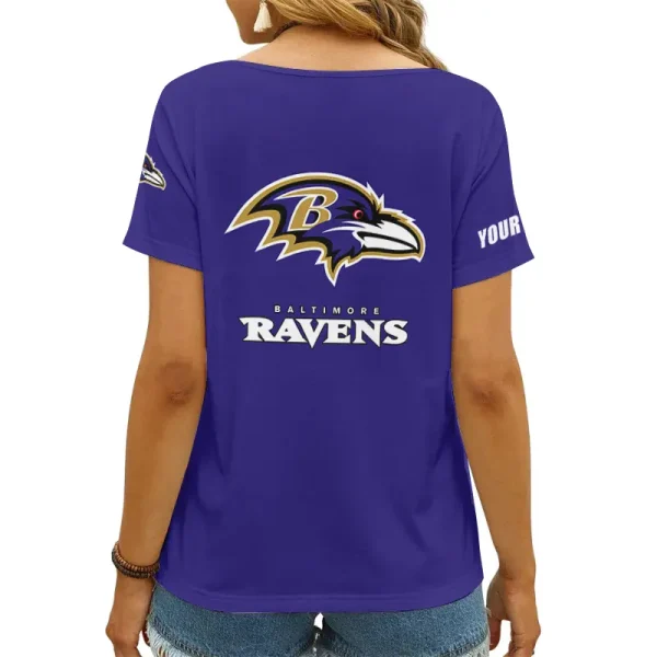 Baltimore Ravens Girl Clothes Summer V-neck Short-sleeved Tees New 2025 AGCWTS1035 - Image 2