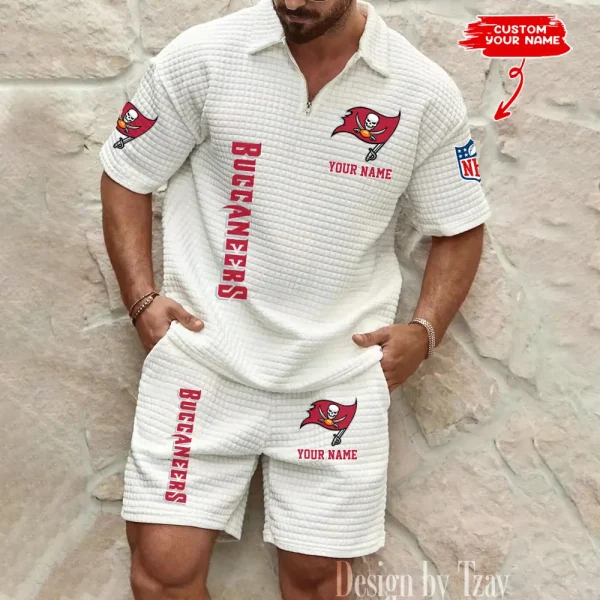 Tampa Bay Buccaneers Men’s Waffle Pattern Half Zipper Shirt And Short BSPTWHZSS095