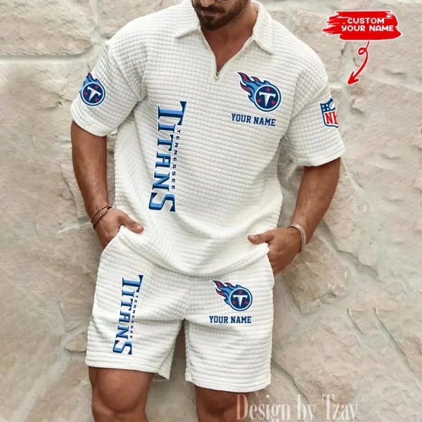 Tennessee Titans Men’s Waffle Pattern Half Zipper Shirt And Short BSPTWHZSS096
