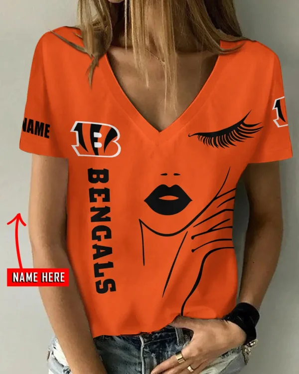 Cincinnati Bengals Favorite V-Neck T-Shirt for Women Style 2025 ANZ-AGCWTS1038