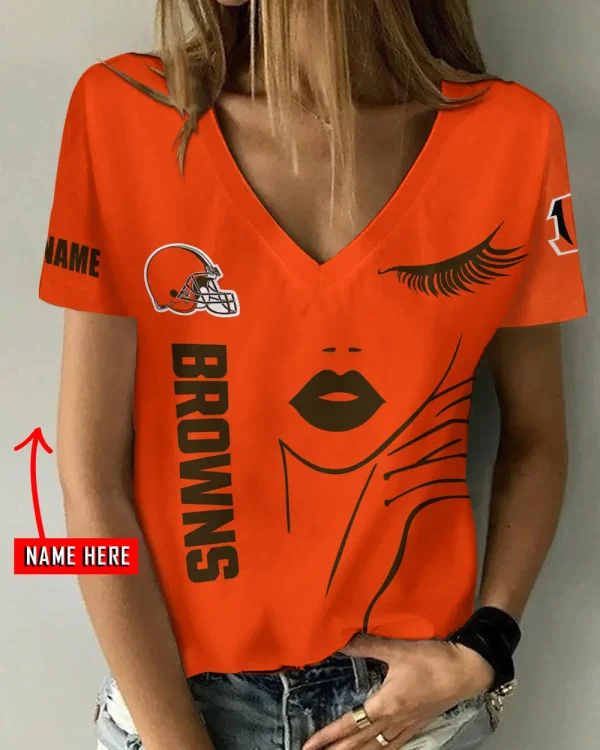 Cleveland Browns Favorite V-Neck T-Shirt for Women Style 2025 ANZ-AGCWTS1039
