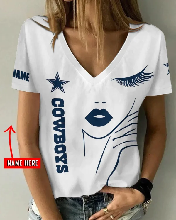 Dallas Cowboys Favorite V-Neck T-Shirt for Women Style 2025 ANZ-AGCWTS1040